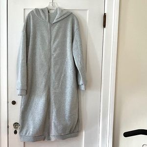 SHEIN Long Sweat Shirt Zip Front Hoodie/ Jacket/Coat  Heather Grey   New